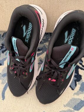Brooks Women's Black Running Shoes with Teal & Pink Accents
